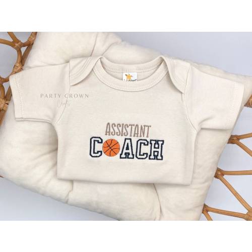 Embroidered Assistant Basketball Coach Bodysuit • Basketball Pregnancy Announcement • Basketball Games • Basketball Fan • Newest Fan