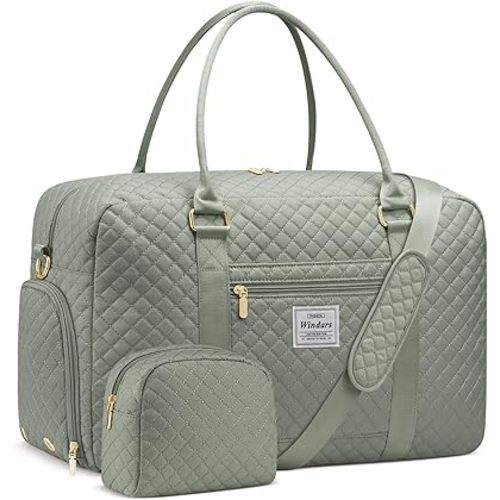 Travel Duffle Bag, Weekender Bags for Women with Shoe Compartment, Carry on Overnight Bag with Toiletry Bag & Wet Pocket, Hospital Bags for Labor and Delivery (Dark Green)
