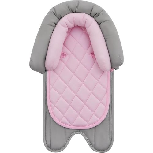 Pro Goleem Car Seat Head Support Infant, Soft Infant Car Seat Insert, 2 in 1 Carseat Head Support for Toddler, Perfect for Car Seat, Stroller, Swing, Bouncer, Pink and Gray