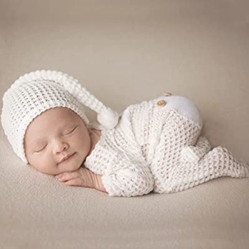 Newborn Baby Photo Shoot Props Girl Boy Crochet Knit Hat Costume Stripe Hat Pants Overalls Photography Props