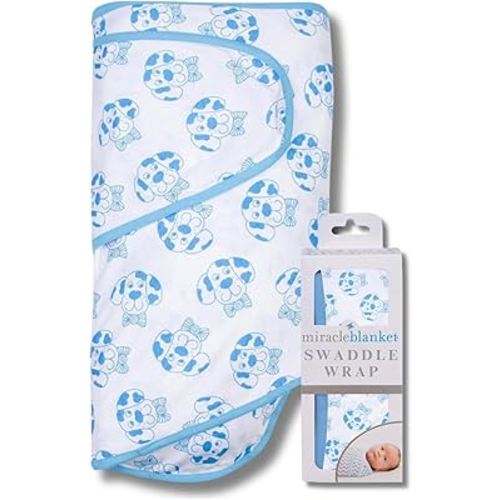 Miracle Blanket Swaddle Wrap – Help Your Newborn Sleep Longer – Soft & Secure Sleep Sack for Infants – Easy-to-Use Swaddling Blanket for a Calm Baby (Bowtie Dog)