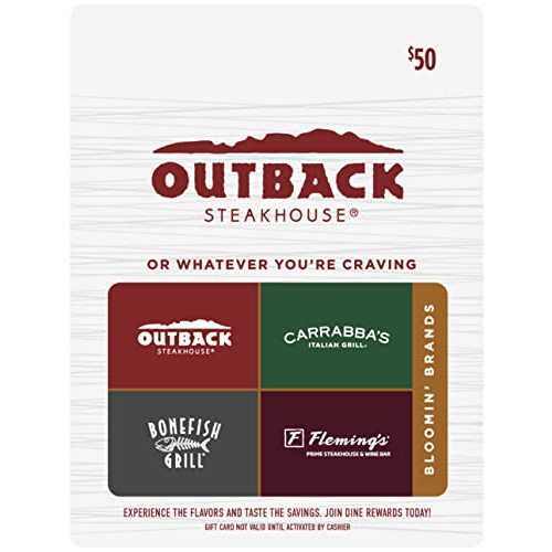 Bloomin' Brands Outback Steakhouse Restaurant Dining Gift Card $50