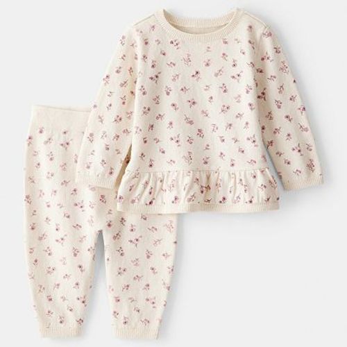 Baby Girl Carter's Floral Cotton Long-Sleeve Tee & Pant Set