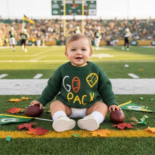 Easter's Go Pack Football Baby Sweater  Super Bowl Baby Sweater,Newborn Game Day Gift  Toddler Pullover Sports-Themed Baby Gift Outfit