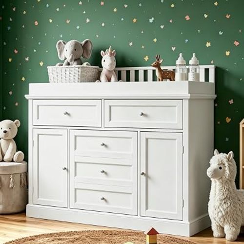 46" Large White Baby Kids Dresser with a Removable Changing Top