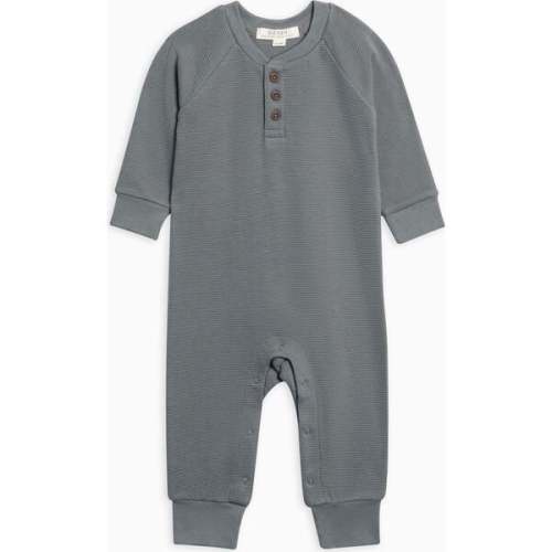 Crosby Waffle Knit Henley Romper Agave - Colored Organics | Maisonette