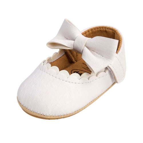 Elainilye Newborn Baby Bowknot Princess Soft Baby Children's Non-slip Toddler Shoes Toddler Shoes for Girls 6-9 Month on