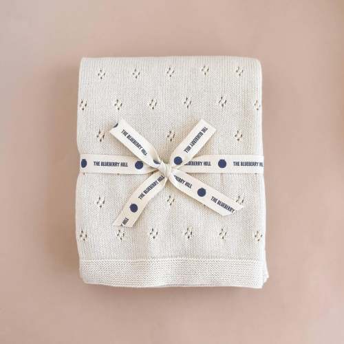 The Blueberry Hill - Heirloom Pique Blanket Cream Organic Cotton Baby Gift Summer