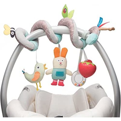 Taf Toys Garden Spiral | Baby’s Fun Accessory for Car Seat & Pram Etc, Hanging Rattling Toys, Easier Parenting, Keeps Your Baby Happy, Ideal Gift, Soother Strawberry Shape Case, for Easier Outdoors