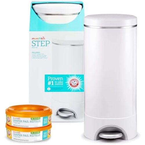 Munchkin® Step Diaper Pail Bundle - Includes Diaper Pail, Refill Rings, Bags and Baking Soda Puck