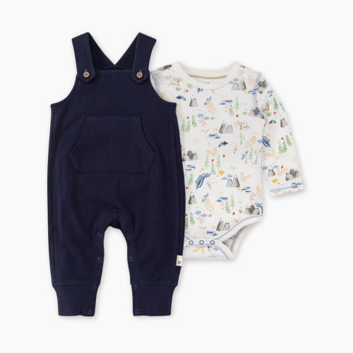 Burt's Bees Baby Ribbed Jumpsuit & Treasure Map Bodysuit Set - Blue, 0-3 Months