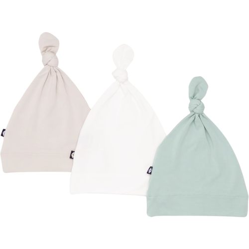 KYTE BABY Rayon Made from Bamboo Baby Beanie Hats - Super Soft Knotted Caps Available in Pattern and Solid Colors - 3 Pack