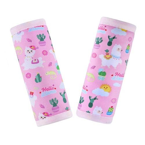 COOLBEBE Car Seat Straps Shoulder Pads for Baby Kids, Pink Alpaca | Super Soft Seat Belt Covers for All Car Seats/Pushchair/Stroller/High Chair, Polyester Material