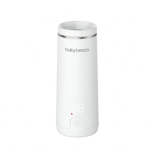 Baby Brezza Portable Baby Bottle Warmer - Breastmilk + Formula Safe, White | 3x Faster Travel Warming, Up to 8 Bottles with 4 Temp Settings, No Bottle Adapters + Safe, Even Heating, Dishwasher Safe