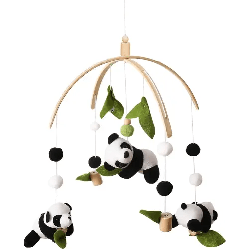 Baby Mobile for Crib, Nursery Mobile Decor, Panda Decoration for Infant, Soft Mobile for Boy, Girl
