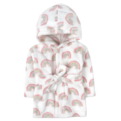 Baby Essentials Infant Girls Bathrobe with Tie Closure for Newborns and Infants 0 - 9 Months in Radiant Rainbows Print