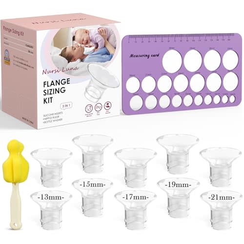 Nursi Luna Flange Sizing Kit 3 in 1 with 10PCS Flange Inserts 13/15/17/19/21mm, Silicone Flanges Insert Kit for 24mm Flange/Shield, Pumping Essentials Kit for Moms