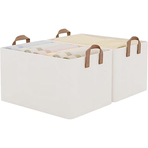 StorageWorks Closet Storage Baskets, Natural Color, Beige, Extra Large, 2-Pack
