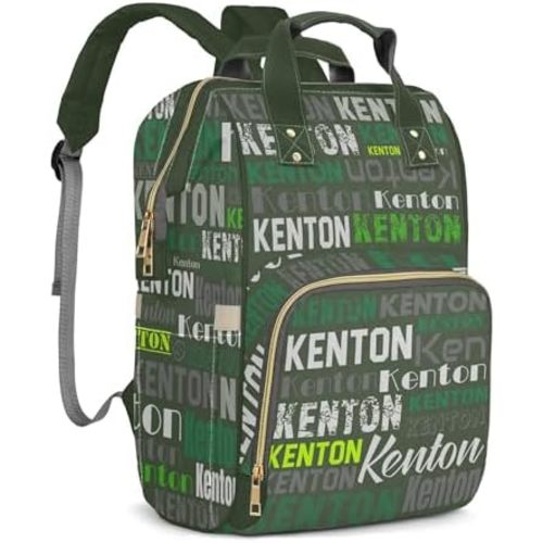 Custom Name Boy Baby Bags, Nylon Personalized Diaper Bag Backpack for Baby Boy Mom, Green, Large Capacity, Waterproof, Multifunctional, Adjustable Shoulder Straps