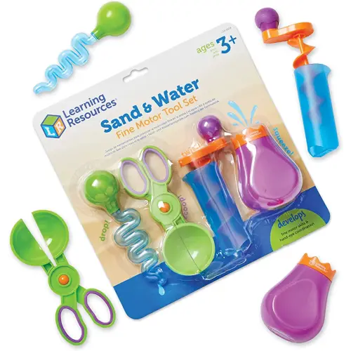 Learning Resources Sand & Water Fine Motor Set, Construction Toy, 4 Pieces, Ages 3+