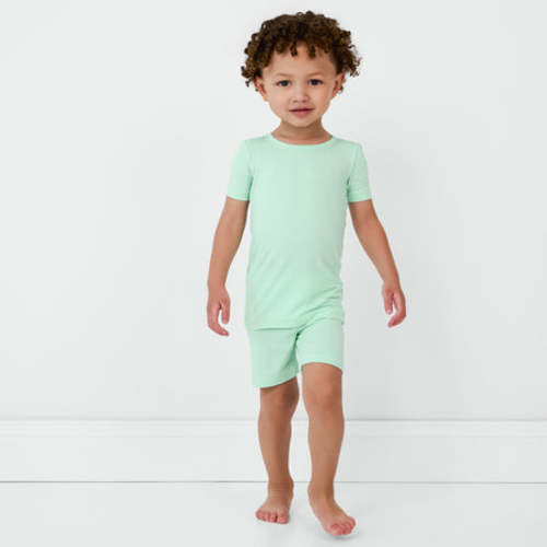Pastel Green Two-Piece Short Sleeve & Shorts Pajama Set