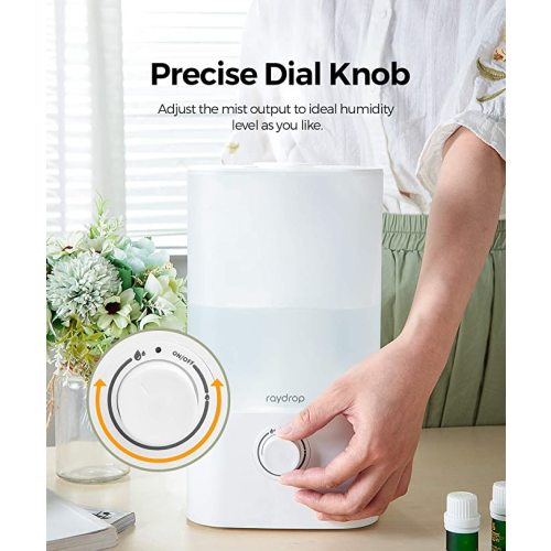 raydrop Cool Mist Humidifier, 2.5L, Top Fill Humidifier with Adjustable Mist Output, Dial Knob, Auto Shut Off (White)