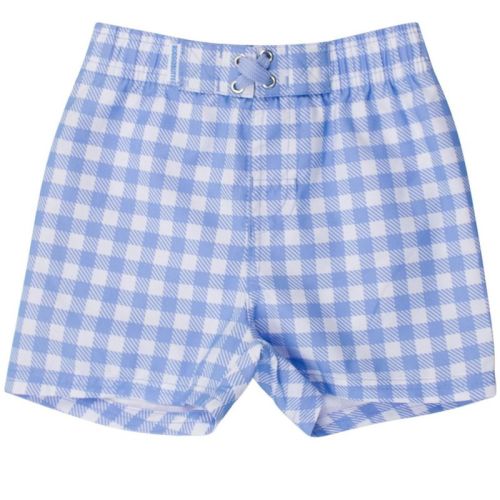 RuggedButts Baby UPF50+ Gingham Swim Trunks - Periwinkle Blue, 0-3m