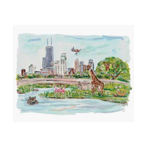 Lincoln Park Zoo Art, Lincoln Park Print, Chicago Art Print, Zoo Art, Chicago Skyline, Kids Wall Art, Nursery Art, Animal Art