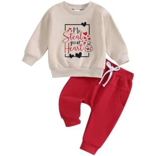 Baby Boy Outfit Sweatsuit Letter Sweatshirt Shirt Pullover Tops Pants Toddler Boys Festive Clothing