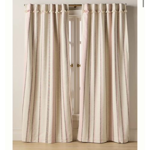 Pieced Stripe Cotton Blend Woven Blackout Curtain | Anthropologie
