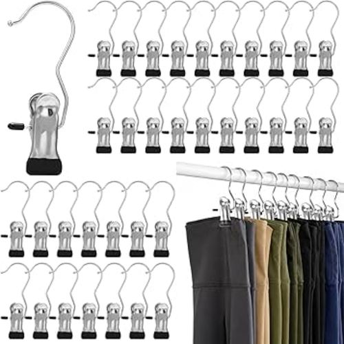 50 Pcs Legging Organizers for Closet, Metal Yoga Pants Clips, Strong Stainless Steel Clothes Pin Hangers with Protective Coating