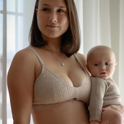 Dainty Lace Organic Cotton Nursing Bralette - Beige – MORROW+MINT