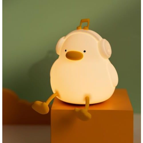 Cute Duck Night Light, LED Squishy Novelty Duck Lamp, Cool Gifts for Duck | Silicone Dimmable Rechargeable Touch Lamp Gift,3 Level Dimmable Soft Silicone Nursery Night Light for Toddler Baby Kids Decor