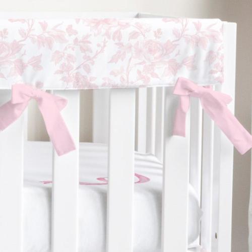 Crib Rail Cover | Pink Toile