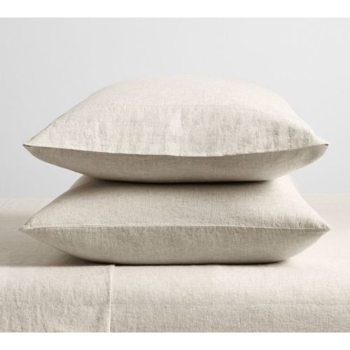 European Flax Linen Cotton Pillowcases - Set of 2 in Oatmeal