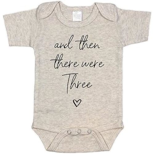 Then There Were Three Pregnancy Announcement Infant Bodysuit for Grandparents, Family and Friends (0-3 months, Natural)