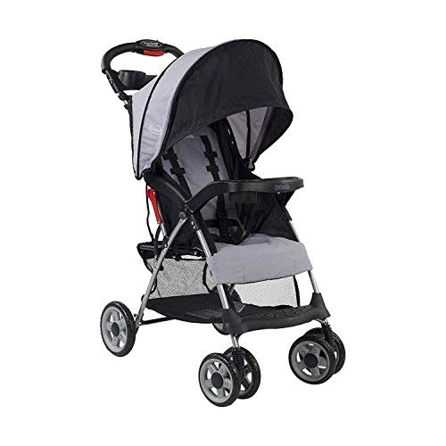 Kolcraft Cloud Plus Lightweight Umbrella Stroller for Toddlers with Reclining Seat, Large Storage Basket, Canopy, Infant & Parent Trays, Compact Fold for Summer Travel, Durable Frame, Slate Gray