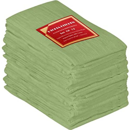 Utopia Kitchen Sage Green Flour Sack Towels [12 Pack - 28 x 28 Inch] 100% Cotton Tea Towels for Cleaning & Drying - Highly Absorbent Kitchen Dish Cloth