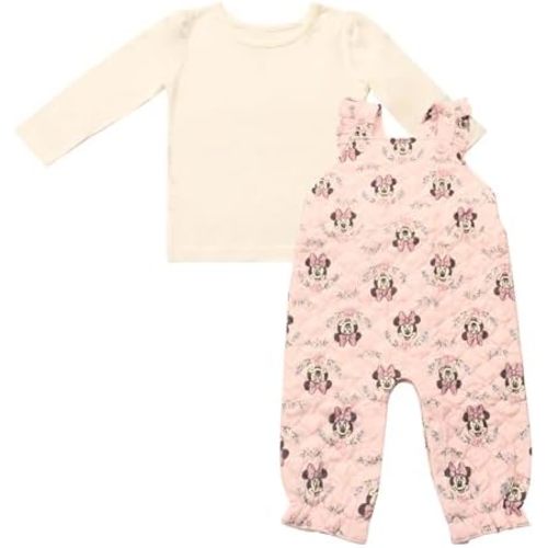 Magic Threadz Disney Clothes Baby Girls Overall Set – Long Sleeve Top & Romper with Minnie, Pooh, Bambi & Marie (0–24M)