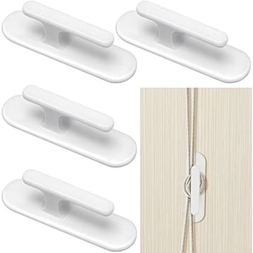 4 Pieces Cord Safety Blind Pull Twister Window Wrap Cleats Blind Holder Curtain Cord Wind Up Baby Child Proofing Window Gate Safety Adhesive Wall Hanging Hooks