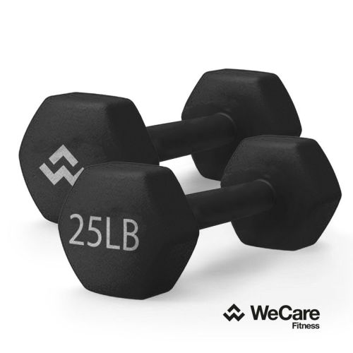 WECARE Neoprene Dumbells 2pc - Black 25lbs