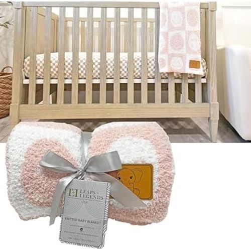 Checkered Smiley Face Baby Blanket 28"x40" - DreamSoft Knit Throw for Crib, Stroller or Car Seat - Receiving Blanket/Newborn Nursery Gift Essential for Toddler, Infant, Kids, Boys & Girls (Pink/White)