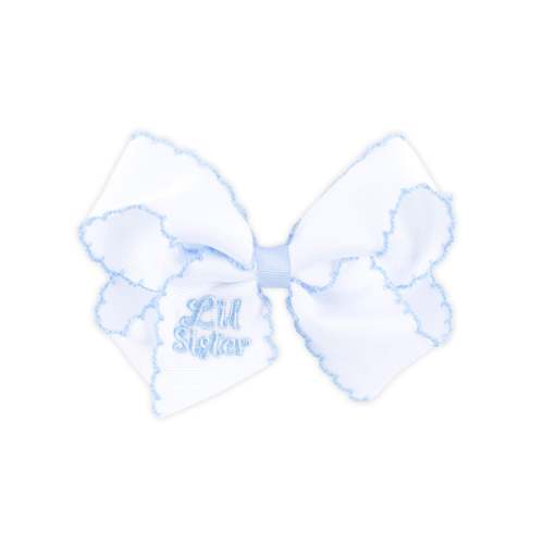 Lil Sister Embroidered Moonstitch Hair Bow