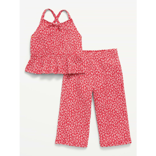 Printed Sleeveless Top and Pants Set for Toddler Girls