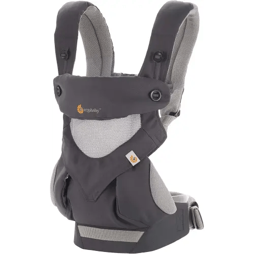 Ergobaby 360 All-Position Baby Carrier with Lumbar Support (12lbs - 45lbs) - Premium Cotton Toddler Carrier - Soft Air Mesh Fabric - Carbon Grey