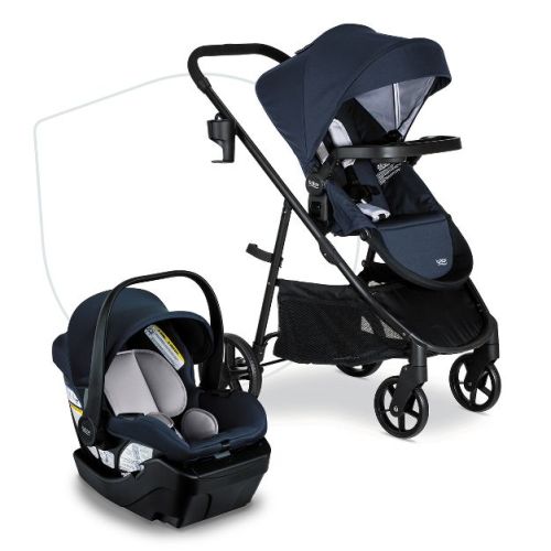 Britax Willow Brook Baby Travel System with Infant Car Seat and Stroller - Navy Glacier: 40.08 lbs, Adjustable Harness, 6.5" Front Wheel