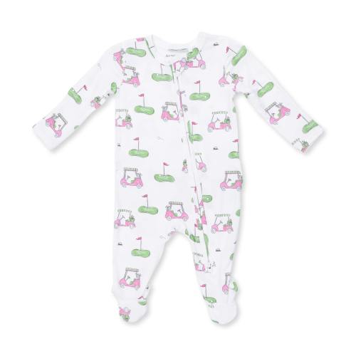 Golf Carts Pink - 2 Way Ruffle Back Zipper Footie
