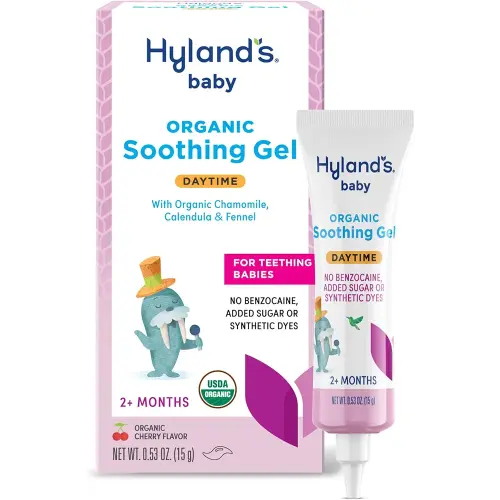 Hyland's Baby Organic Day Oral Soothing Gel, with Chamomile, Calendula, and Fennel, Cooling Gel for Oral Discomfort, Easy-to-Apply, Ages 2 Months and Up, 0.53 Ounce