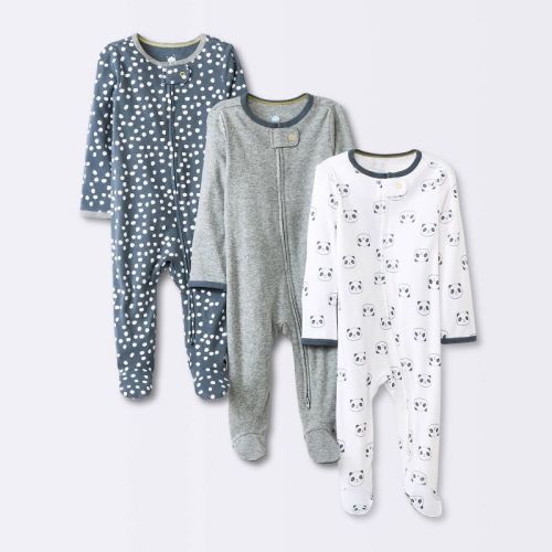Baby Boys' 3pk Zip-Up Sleep N' Play - Cloud Island™, Color: Heathered Gray, Size: Newborn