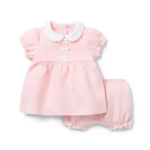 Baby Pink Cake Baby Quilted Bow Matching Set by Janie and Jack - 6-12m
